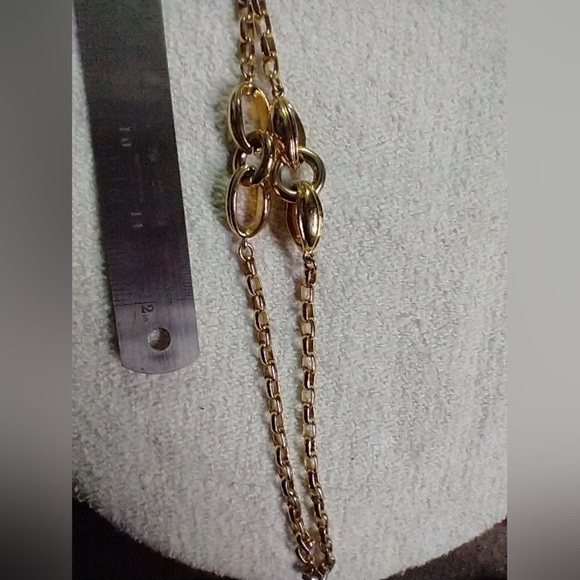 Long goldtone chain necklace statement runway - Picture 2 of 6